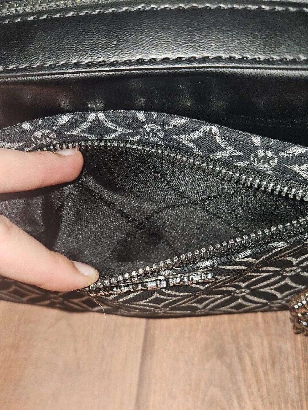 Michael Kors Black and White Geometric Signature Crossbody